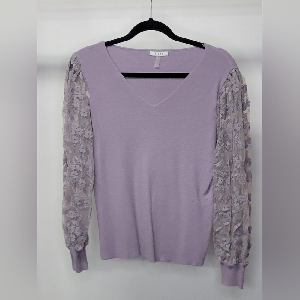 SOLD - Sioni Women's Flower Long Sleeve V Neck Sweater